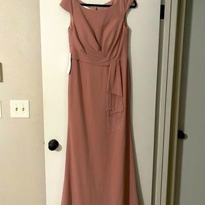 Azazie blush long dress. Size 12. New with tags. Wrap style, very complimentory
